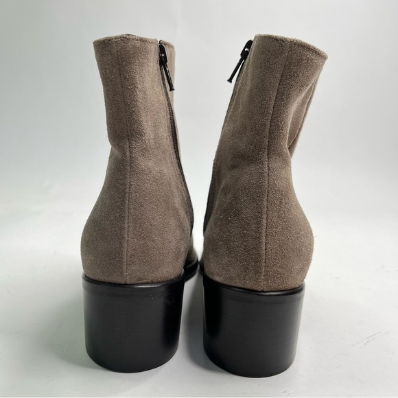 Lorenzo Dei Italian Leather Greige Taupe Suede Pointed Toe Ankle Booties Boots - Picture 3 of 13